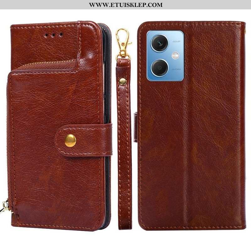 Etui Folio do Poco X5 5G Zapinana Na Zamek Portmonetka